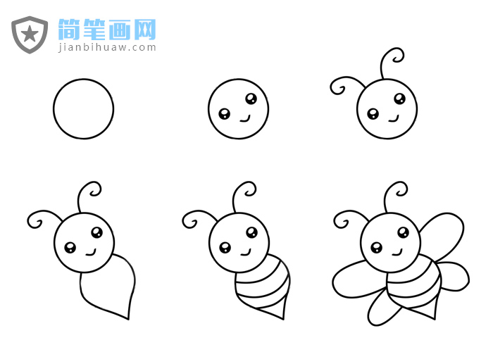 小蜜蜂簡筆畫的步驟和上色圖
