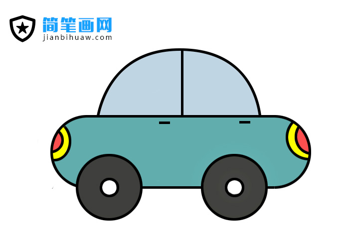 小轎車簡筆畫的畫法包含步驟和上色