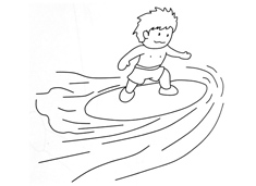 滑板沖浪的簡筆畫圖片