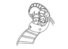 小朋友們玩過山車的簡筆畫圖片