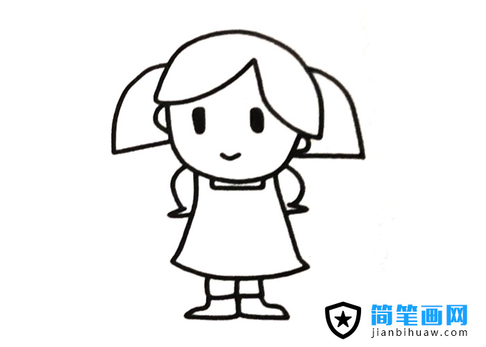 小女孩簡筆畫圖片