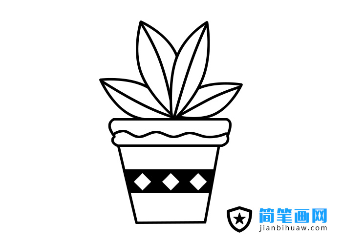 植物盆景簡筆畫圖片