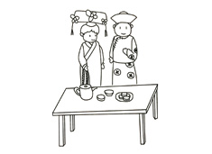 兩位穿著古裝的人物簡筆畫圖片