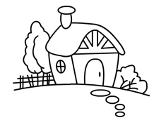 帶煙囪的小房子風景簡筆畫圖片