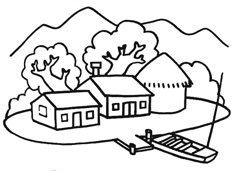 漁邊農家簡筆畫圖片