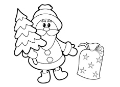 送禮物的圣誕老人簡筆畫圖片