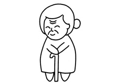 拄著拐杖的老奶奶簡筆畫圖片