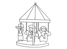 游樂場里的旋轉木馬簡筆畫圖片