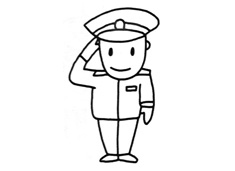 警察敬禮的簡筆畫圖片