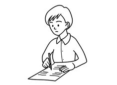 老師批改試卷的簡筆畫圖片