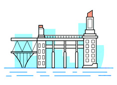 南京長江大橋橋頭堡簡筆畫圖片