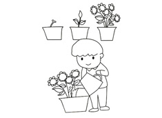 澆花的簡筆畫圖片