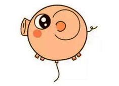 畫一個可愛的動物氣球簡筆畫 -- 小豬