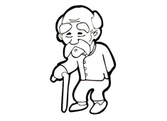 拄著拐杖的老爺爺簡筆畫圖片
