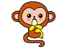 簡單可愛的小猴子簡筆畫圖片含上色