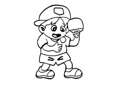 打乒乓球的小男孩簡筆畫圖片