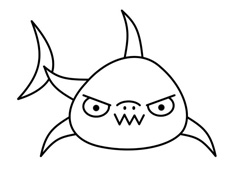 一只既兇狠又可愛的鯊魚簡筆畫圖片