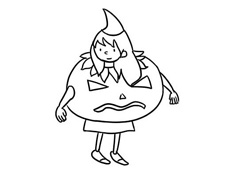 南瓜女孩簡筆畫圖片含上色