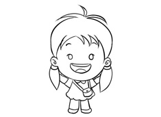 扎雙馬尾的小女孩簡筆畫圖片含彩色
