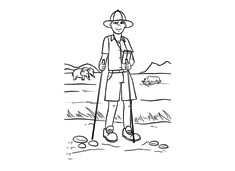 戶外徒步探險人物簡筆畫圖片