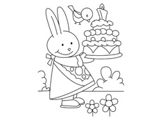 捧著蛋糕的小兔子簡筆畫圖片