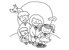 中秋節一家團圓的簡筆畫圖片