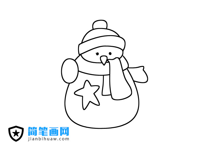 冬天雪人簡筆畫圖片