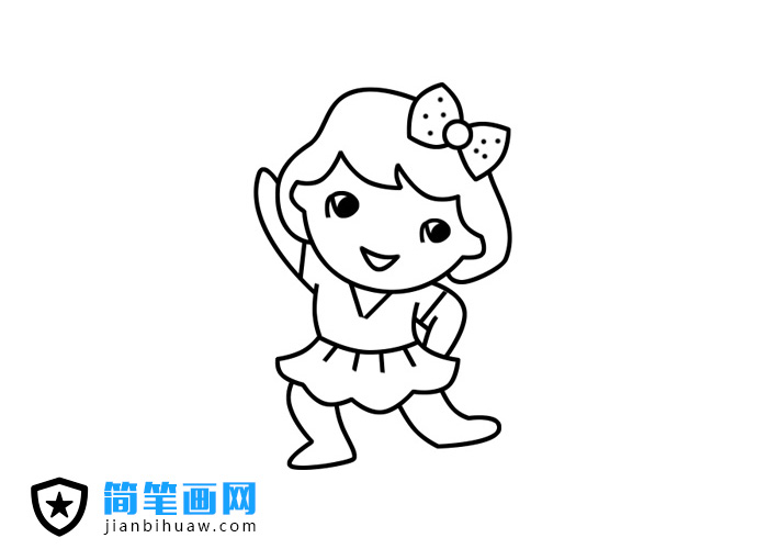 做早操的小女孩簡筆畫步驟畫法分解圖片