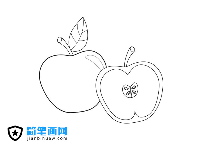 切開的小蘋果簡筆畫圖片
