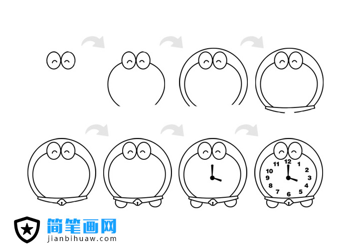 機器貓鬧鐘簡筆畫包含步驟圖