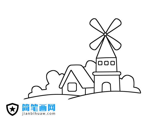 風車小屋簡筆畫圖片