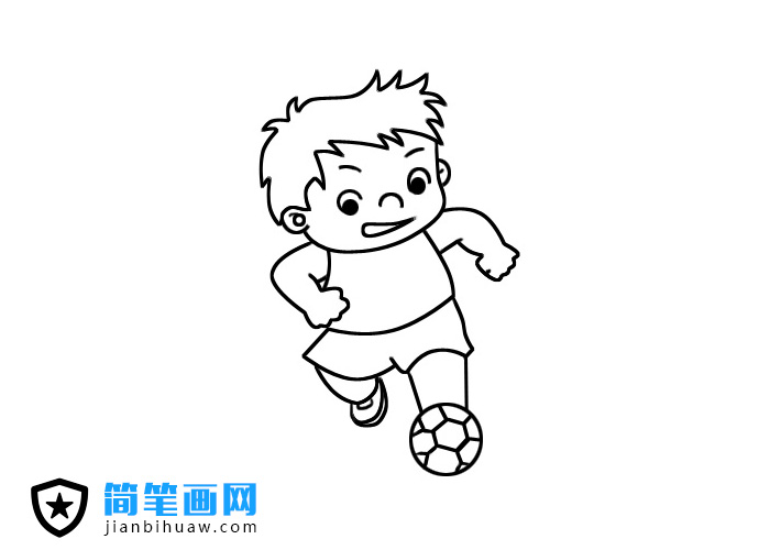 小孩子踢球的簡筆畫圖片