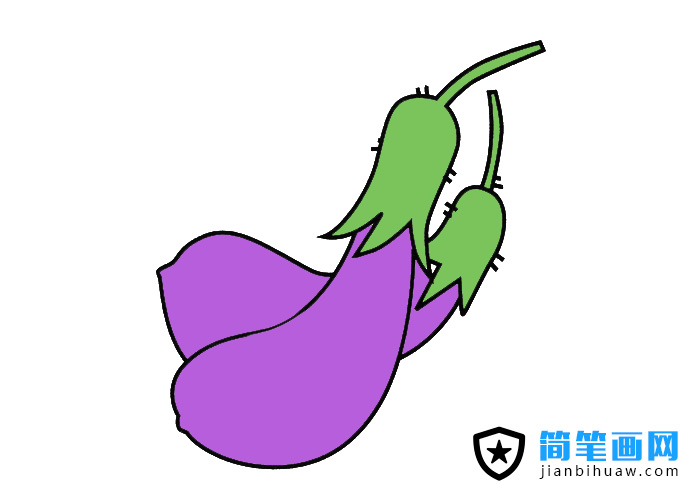 茄子簡筆畫圖片含上色