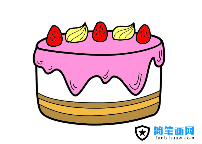 蛋糕簡筆畫圖片含上色