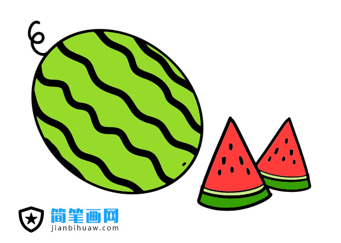 西瓜簡筆畫圖片含上色