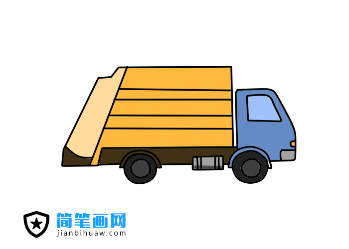 垃圾車簡筆畫圖片含上色