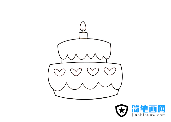 雙層的生日蛋糕簡筆畫圖片含上色