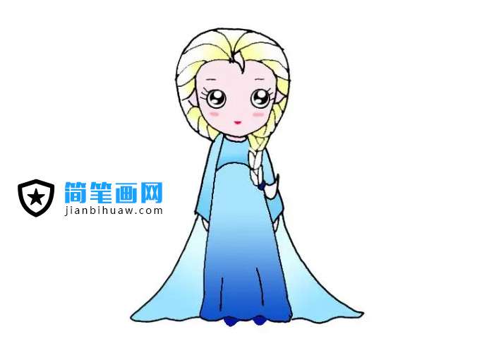 艾莎公主簡筆畫圖片含上色