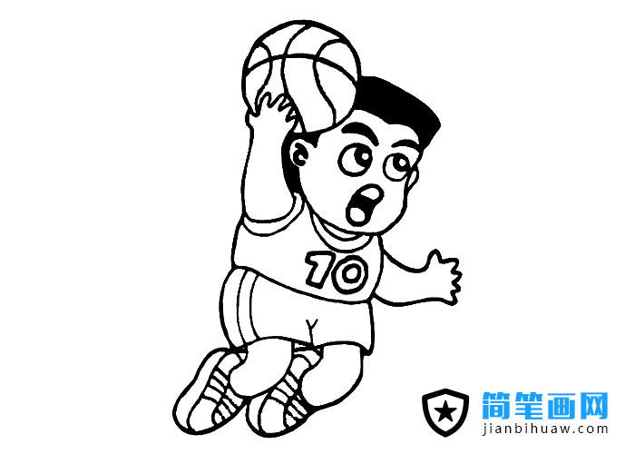 打籃球的男生簡筆畫圖片
