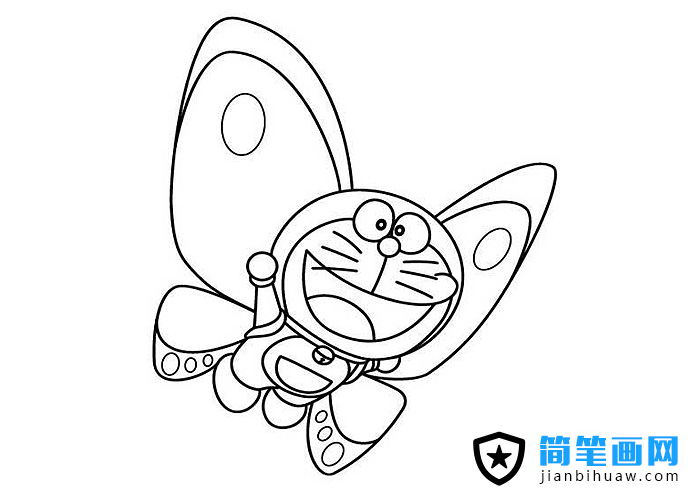 變形蝴蝶的哆來A夢簡筆畫圖片