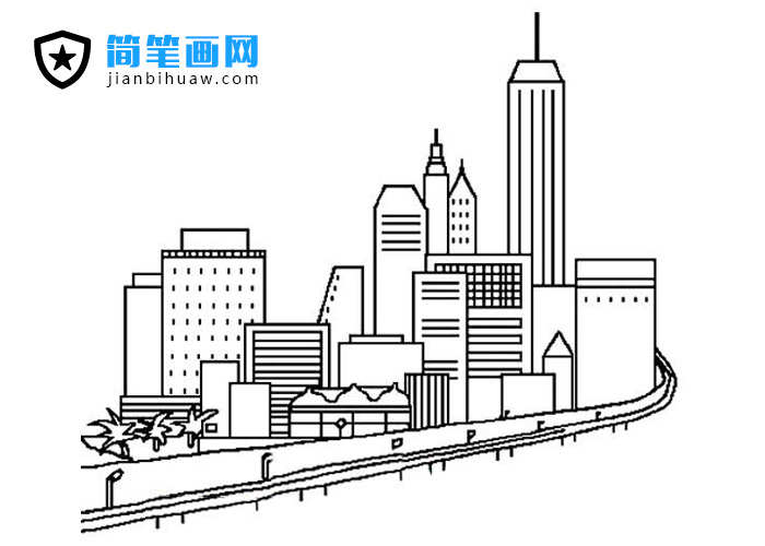 城市鳥瞰圖簡筆畫圖片