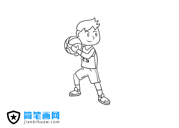 打籃球的男孩簡筆畫圖片