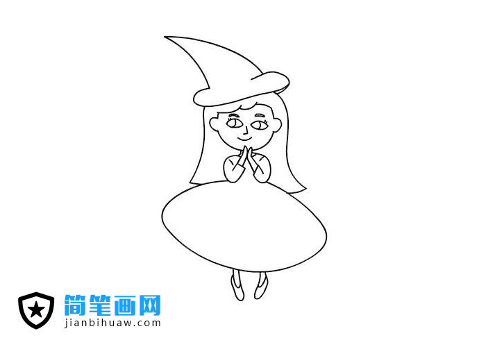萬圣節女巫裝扮簡筆畫圖片