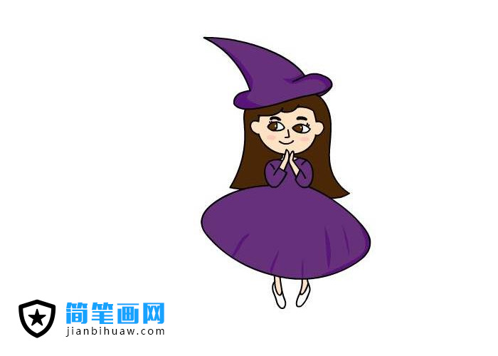 萬圣節女巫裝扮簡筆畫圖片