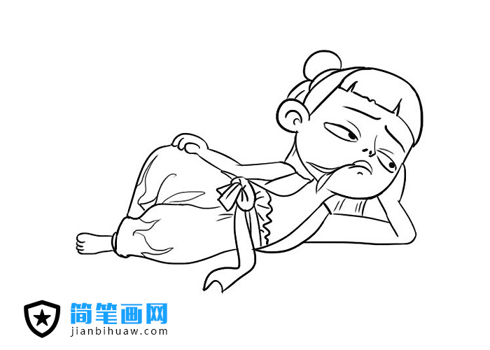 哪吒簡筆畫圖片含上色