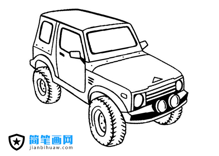 超酷越野車簡筆畫圖片