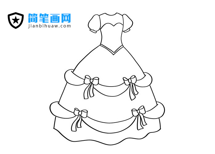 漂亮的花裙子蝴蝶結裙子簡筆畫圖片