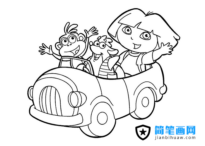 開汽車的朵拉簡筆畫圖片