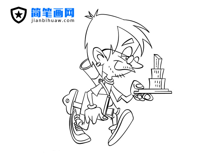 拿著模型的建筑設計師簡筆畫圖片