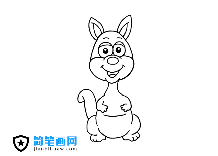 一只可愛的袋鼠簡筆畫圖片